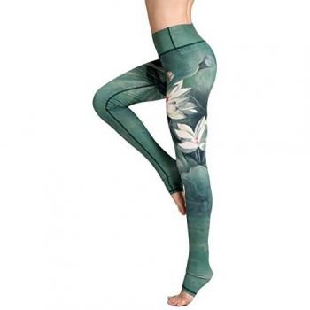 FLYILY Pantalón Deportivo de Mujer,Yoga de Cintura Alta,elásticos y Transpirables para Mujer,Impresión de Fitness Gym Yoga Pantalon