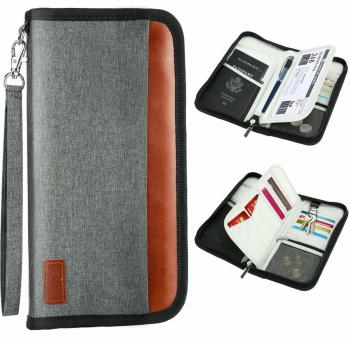 Carteras para Pasaporte, WisFox Portamonedas y Organizador de Pasaportes de Viaje Portátil con Bloqueo RFID para Pasaportes, Tarjetas de Identificación, Boletos de Avión Accesorios de Viaje
