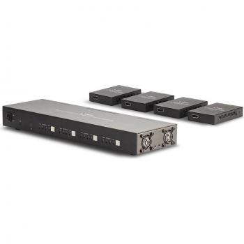 LINDY 38328 Extensor Cat.6 HDMI 4x4 4K60, Transmisor y receptor de señales AV, Alcance hasta 70m, Color Negro