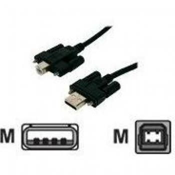 Cable USB 2.0 Exsys 5m, A macho a B macho, atornillable