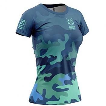 Camiseta de Manga Corta OTSO THINK SPORT para Mujer en Camuflaje Azul