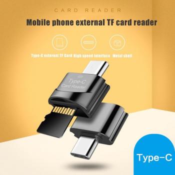 Lector de tarjetas Micro-USB/Type-C de alta velocidad con adaptador OTG para teléfono TF Micro-SD color negro