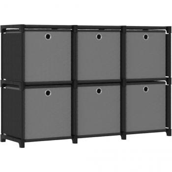 vidaXL 6-Cube Display Shelf with Boxes Black 103x30x72.5 cm Fabric