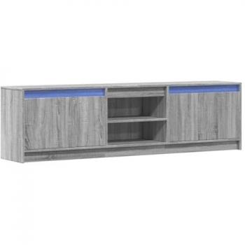Mueble de TV con LED madera ingeniería gris Sonoma 180x34x50 cm