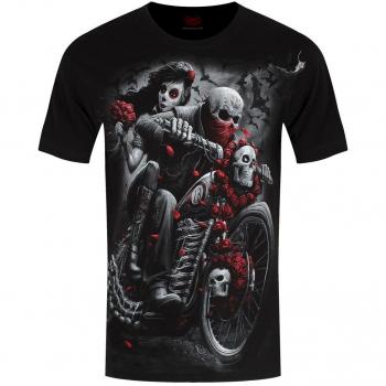 Spiral Gothic DOTD Bikers Short Sleeve T-Shirt for Men - Black - S to M