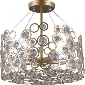 Nardo Champagne - Lámpara de techo moderna colgante de cristal dorado claro, 5 luces E14
