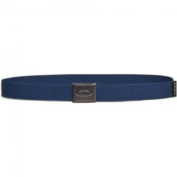 Cinturón Oakley Ellipse Web azul marino con diseño clásico, fabricado en poliéster duradero, hebilla de metal ajustable, ancho de 4 cm y logotipo de Oakley bordado