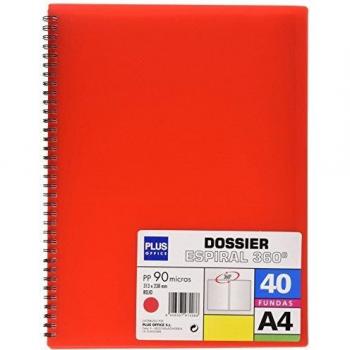 Plus Office 13461-40-RD - Carpeta con 40 fundas y espiral, rojo