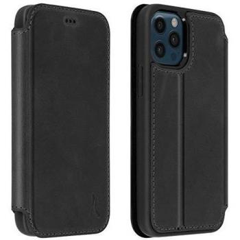 Funda Cartera Rígida de Piel Negra para iPhone 12 Pro Max - Akashi