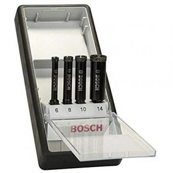 Bosch 2 607 019 880 - Set de 4 brocas de diamante para perforación en húmedo Robust Line - 6; 8; 10; 14 mm
