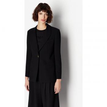 Armani Exchange Women's Black Textured Blazer with Front Closure, Size XS