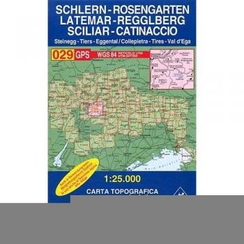 Mapa excursionista y topográfico Tabacco 029 - Schlern, Catinaccio, Latemar, Regglberg 1:25.000