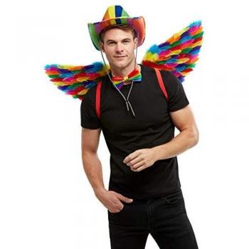 Smiffys Rainbow Feather Wings Alas de plumas arcoíris, multicolor,