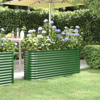 Jardinera arriate de acero con recubrimiento en polvo verde, dimensiones 152x40x68 cm