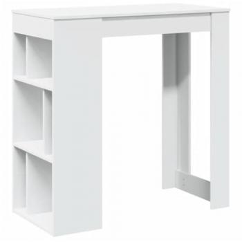 Mesa Bar con Estantes de Madera Ingeniería Blanca 102x50x103,5 cm