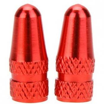 Valvula tapa - TOOGOO(R) 2pzs Cubierta de boca de valvula de frances de bicicleta bicicleta de MTB de aleacion de aluminio Tapon antipolvo de valvula de aire de llantas vastago rueda neumatico Rojo