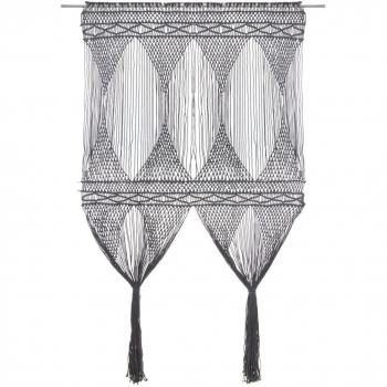 Cortina de macramé en algodón gris antracita 140x240 cm