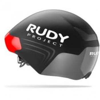 Casco Rudy Project The Wing negro mate rojo con almohadillas libres, cubierta de ventilación y escudo óptico removible, talla S-M
