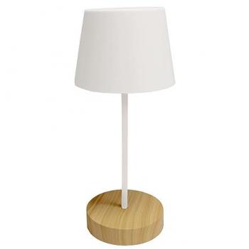Lámpara de mesa LED recargable Sora 3W con base de madera y 3 intensidades regulables, apta para interior y exterior