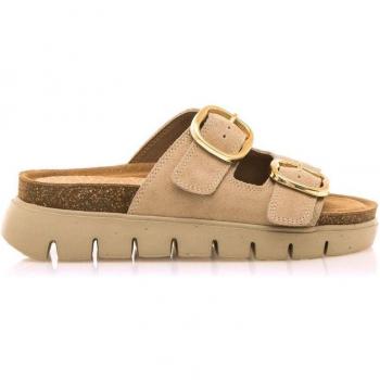 Sandalias planas de mujer con hebilla ancha y piso bio
