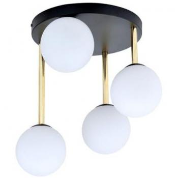 Lámpara de Techo Dolce EPIKASA - Acero Negro, Oro y Blanco, Vidrio, 40x40x47 cm