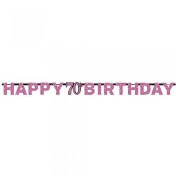 Amscan International – 9901742 2,13 M x 17 cm rosa celebración 70th cumpleaños prismáticas carta Banner