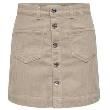 Only A-Line Cord Skirt with Full Button Placket 'AMAZING' in Sand, Size S