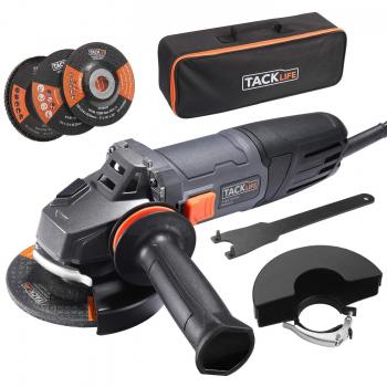 Amoladora Angular 1020W, TACKLIFE Herramienta de 125 mm y 12000 RPM con Mango Anti-vibraciones, 3 Ruedas para Esmerilar/Pulir/Cortar, 2 Cubiertas Protectoras de Ruedas, 1 Bolsa Portátil, P9AG125