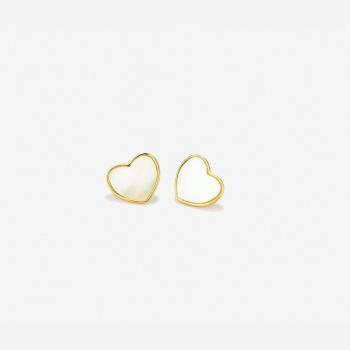 Pendientes Mother of Pearl de Plata Dorado - Radiant, pendientes botón dorados para mujer con madreperla