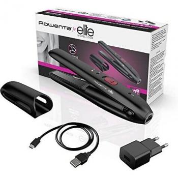 Rowenta Touch Up y Go SF1312 Plancha pelo, placas cerámicas, alisador de cabello, batería portátil, funcionamiento inalámbrico con 25 min autonomía, hasta 200 grados Celsius