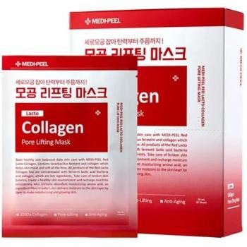 New Medi Peel Red Lacto Collagen Pore Lifting Mask Set 30ml x 10 Sheets - Cosmetics