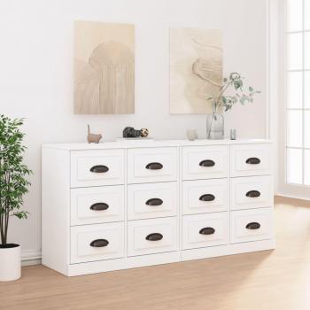 Aparador de Almacenaje de Salón vidaXL 2 piezas madera contrachapada blanco, Buffet para salón, Armario Auxiliar, Armario de Almacenamiento