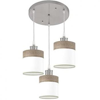 Plafón Cloe 3xe27 Níquel/Blanco-Madera Gris 42x42 cm