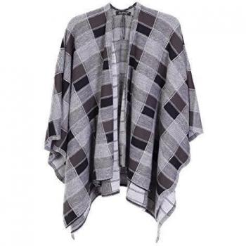 Zuppe - Chal - para mujer Gris Grey Wide Plaid talla única
