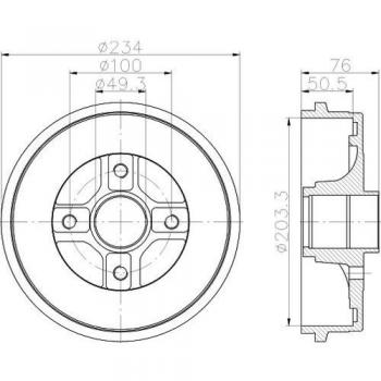 HELLA 8DT 355 301-071 Tambor de freno - 61341