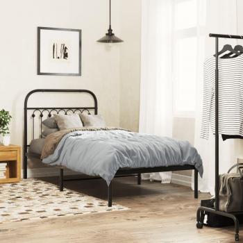 Cabecero de cama negro 90x190 cm con estructura de metal
