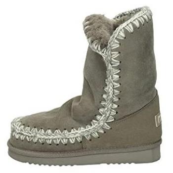 Botas Mou Eskimo 24 Gris para Niña con Diseño Sofisticado en Ante y Tira de Ganchillo