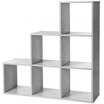 Estantería Diseño de Escalera con 6 Compartimentos - Separador y Mueble de Almacenamiento, Ideal para Oficina, Sala de Estar y Dormitorio, 97.5x29x97.5 cm