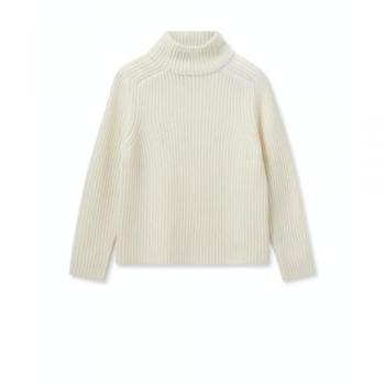 MOS MOSH Highneck Knit Sweater 'Mmythra' Ecru for Women Size S