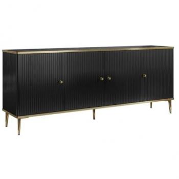 Aparador con 4 puertas de MDF y acero - Negro y dorado - SINEAD de Pascal MORABITO