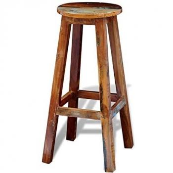 vidaXL Taburete de Barra Madera Reciclada Silla Alta Asiento Cocina Desayuno