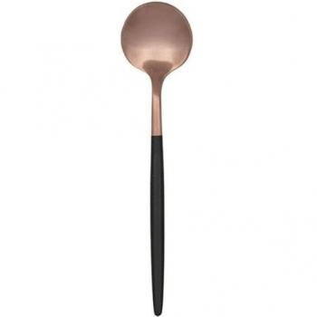 Set de 12 Cucharas de Café Bidasoa Gio Acero Inoxidable 13,1 cm 18-0 Bicolor Mate con Puntas en PVD Color Cobre y Mango Pintado en Negro, 100% Hig