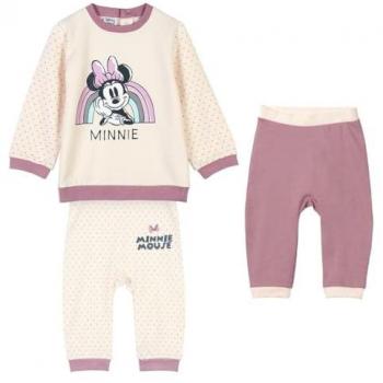 Chándal para Niña Minnie Mouse Rainbow Beige 77875, Conjunto de Sudadera y Dos Pantalones, Licencia Oficial Disney, Gris, Regular para Niñas