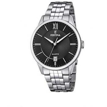 Reloj Festina Classics F20425/3 para Hombre con Esfera Negra y Caja de Acero Inoxidable 316L Gris Plata