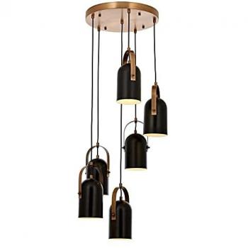 Lámpara de techo vintage Bled, metal negro, 80x40x40, casquillo 6 x E27 Max 60W