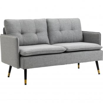 Sofá Harrow Homcom 2 Plazas Con 4 Cojines Gris 80X139x68 Cm