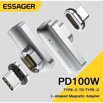 Adaptador USB C OTG Essager 100W con carga rápida, sincronización de datos 20Gbps y salida 4K 60Hz para Macbook Laptop gris