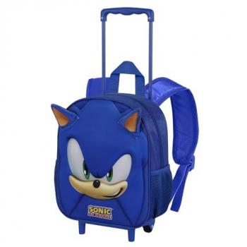 Mochila Infantil con Ruedas Sonic The Hedgehog 31cm, 3D, 26 x 34 cm, Capacidad 12.5 L, Azul Face