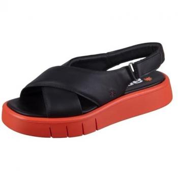 Sandalias de Piel para Mujer Art 1855 Malaga Negro, Planas, con Velcro, Casual, Talla 42