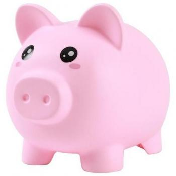 Hucha cerdito iTOTAL rosa PVC rígido tamaño grande